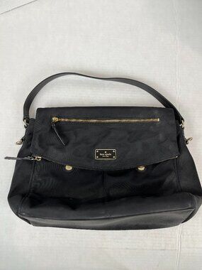 Women's Black Nylon Kate Spade shoulder bag, 15" x 11" x 4"